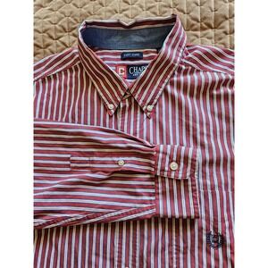 Chaps Easy Care Men's Red White Blue Striped Long Sleeve Button Down Shirt, XXL